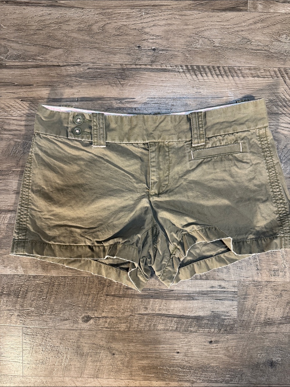 Old Navy “Ultra Low Waist” Olive Green Utility 100% Cotton Shorts - Size 6